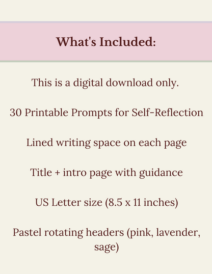 The Quiet Journal – 30 Journal Prompts for Self-Reflection –  Digital Download