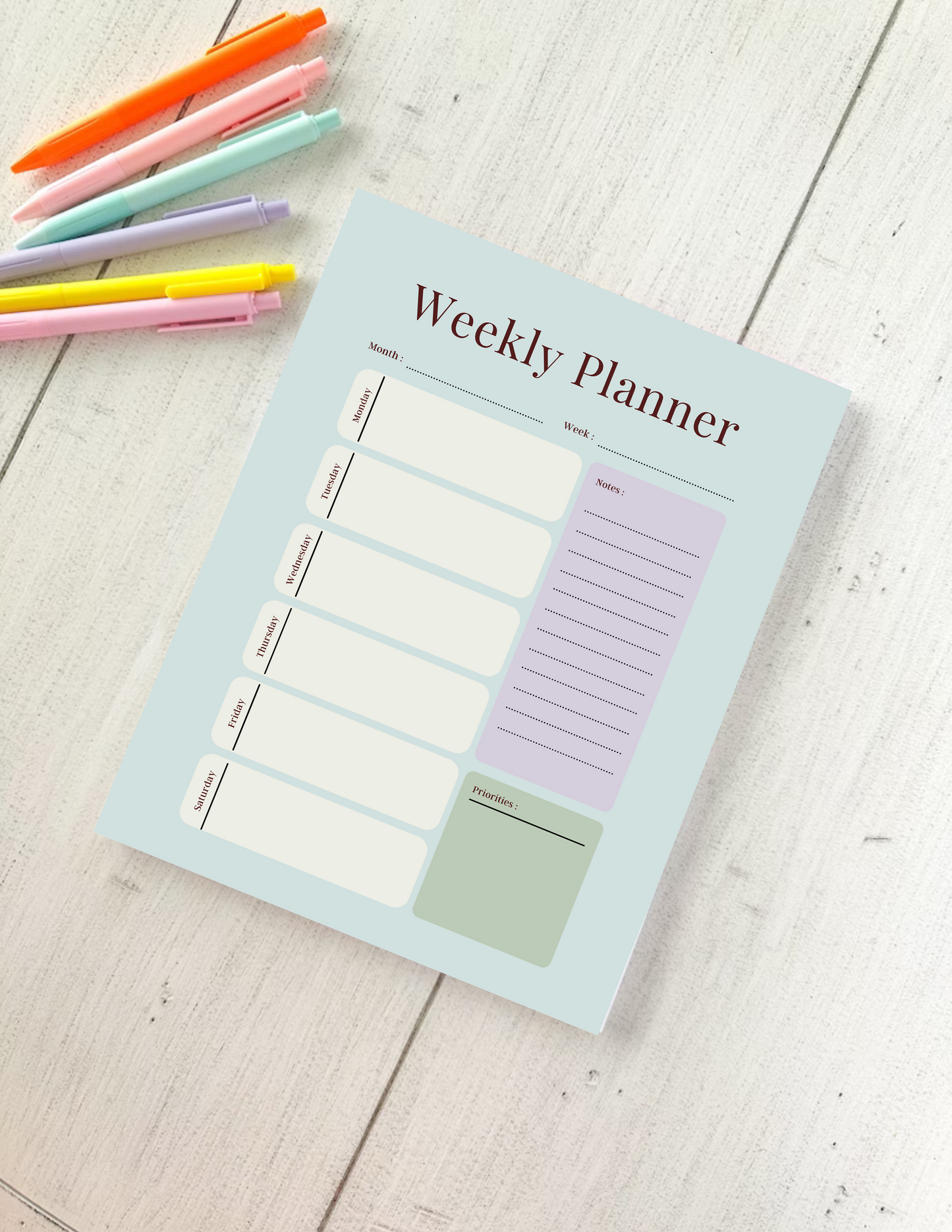 Weekly Planner Notepad