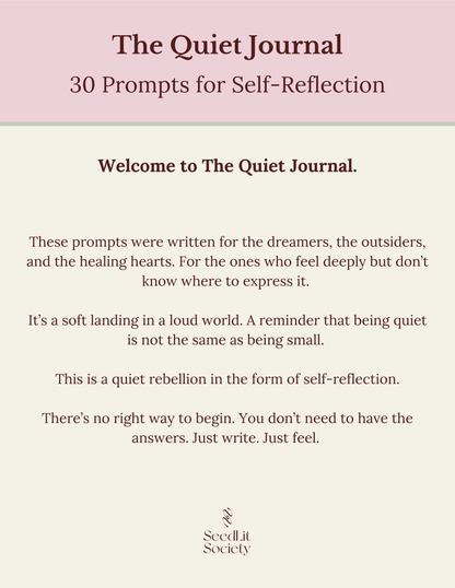 The Quiet Journal – 30 Journal Prompts for Self-Reflection –  Digital Download