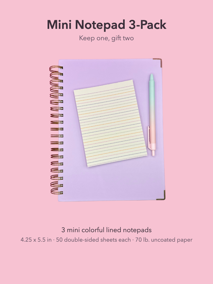 Mini Notepad 3-Pack – Colorful Lined Notepads