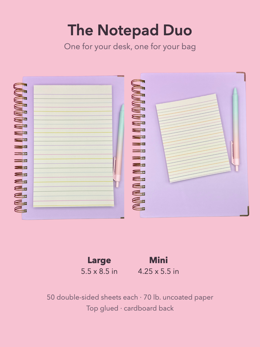 Notepad Duo – Colorful Lined Notepad + Mini